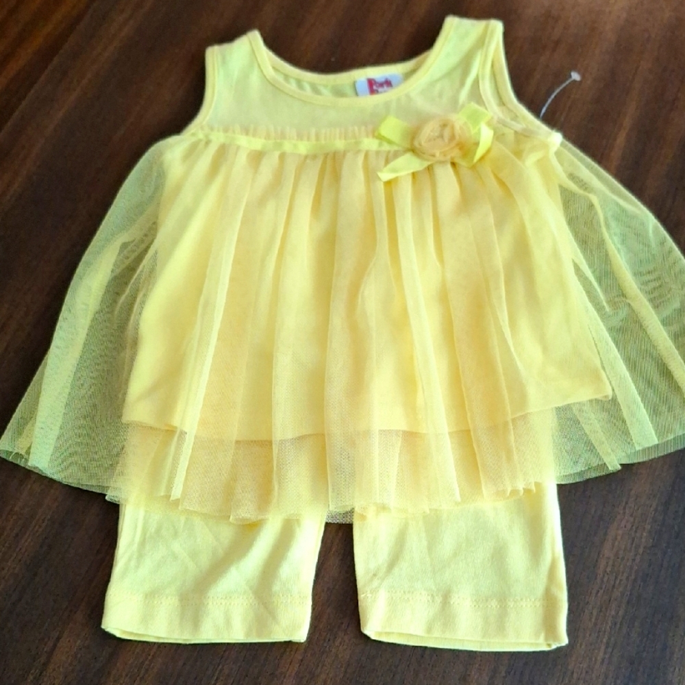 Park Bench Kids Yellow Sleeveless Dress with Leggings NWOT